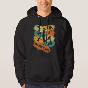 Retro Parkour for Boys Silhouette Vintage Free Run Hoodie