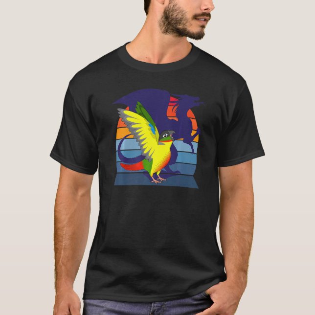 Retro Parrot I Dragon I Screaming Yellow Green Che T-Shirt (Front)