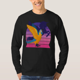 Retro Parrot I Winged Unicorn I Blue throated Maca T-Shirt