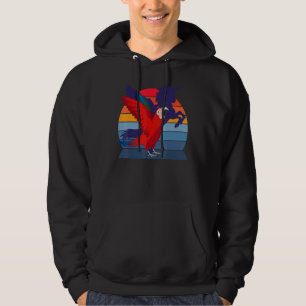 Retro Parrot I Winged Unicorn I Green-winged Macaw Hoodie