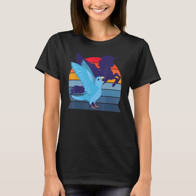 Retro Parrot I Winged Unicorn I Screaming Blue Par T-Shirt (Front)