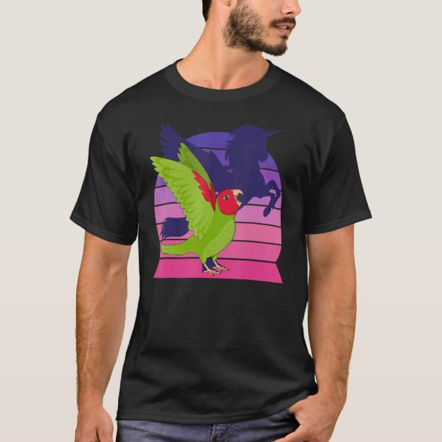 Retro Parrot I Winged Unicorn I Screaming Red mask T-Shirt (Front)