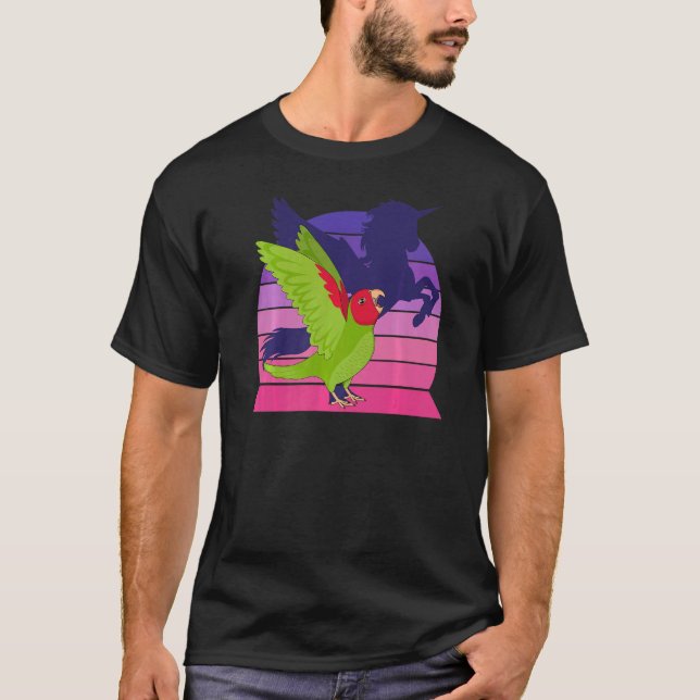 Retro Parrot I Winged Unicorn I Screaming Red mask T-Shirt (Front)