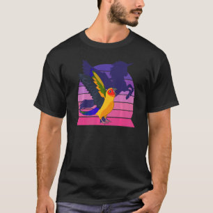 Retro Parrot I Winged Unicorn I Screaming Sun Conu T-Shirt