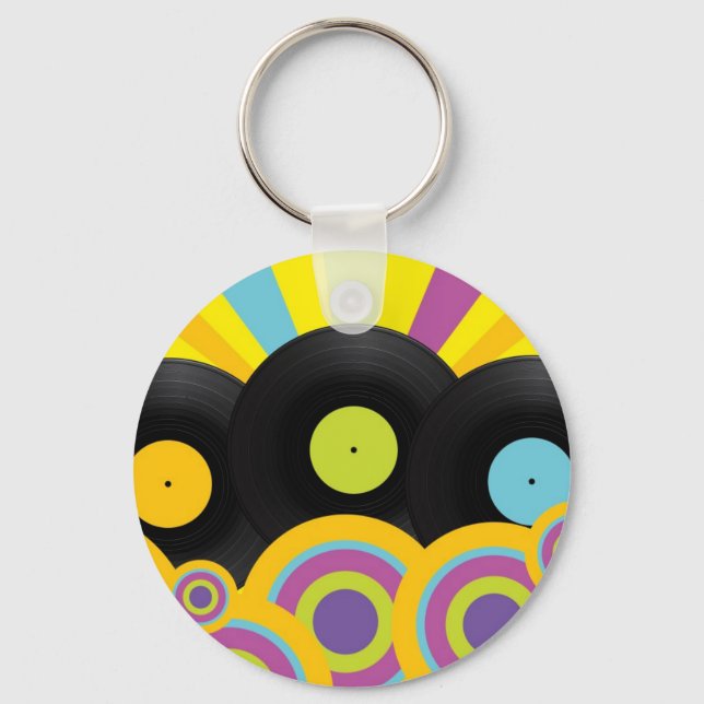 Retro Party Background Key Ring (Front)