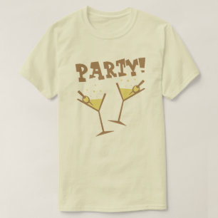 Retro Party Drinks Brown T-Shirt