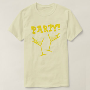 Retro Party Drinks Yellow T-Shirt
