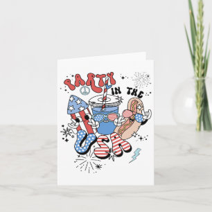 Retro Party In The Usa Flag Groovy 4th Of July Pat Card