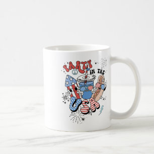 Retro Party In The Usa Flag Groovy 4th Of July Pat Coffee Mug