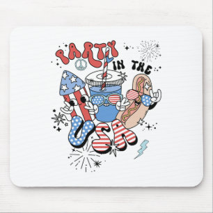 Retro Party In The Usa Flag Groovy 4th Of July Pat Mouse Pad