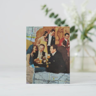 Retro Party Mixed Media Collage Postcard