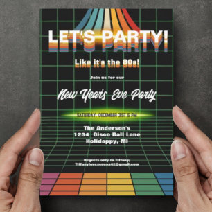 Retro Party New Year's Eve I love the 80's Invitation