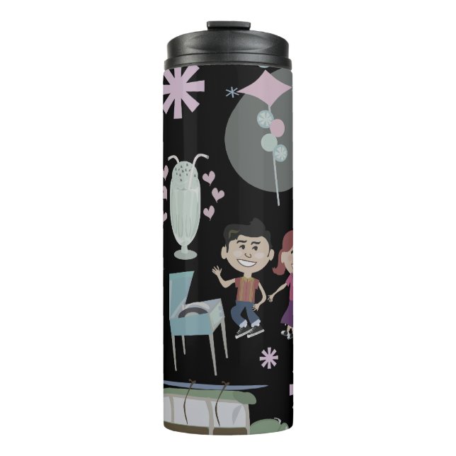 Retro Party Pattern Fifties Kids Cute Cartoon Thermal Tumbler (Front)
