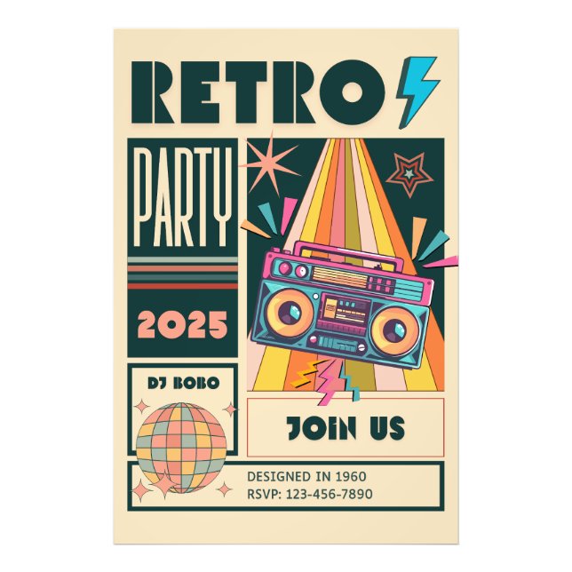RETRO PARTY PHOTO PRINT (Front)