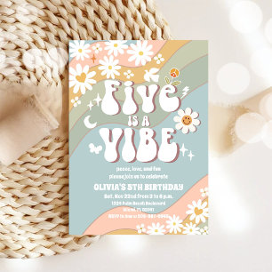 Retro Pastel 5th Birthday Invitation
