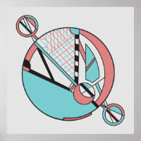 Retro Pastel Art Deco Geometric Moon Design