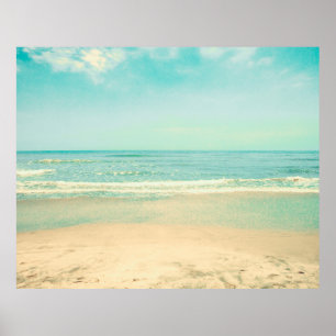 Retro Pastel Beachbeach,background,summer,vintage, Poster