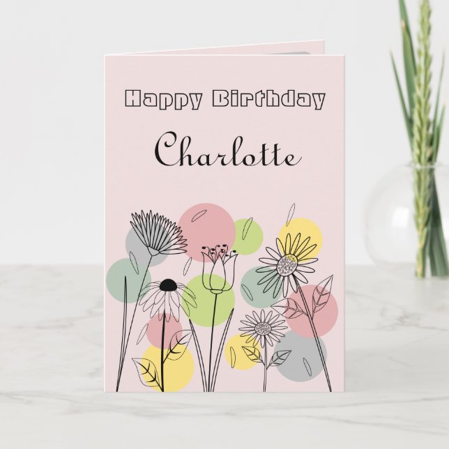 Retro Pastel Birthday Card  (Front)