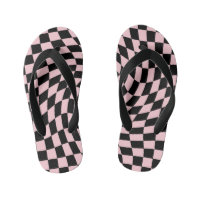 Retro Pastel Black Pink Checks Warped Chequerboard