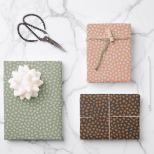 Retro pastel boho wrapping paper for Christmas