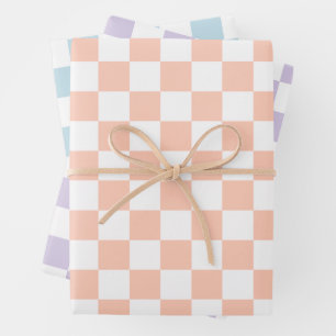 Retro Pastel Checkered Pattern Wrapping Paper Sheet