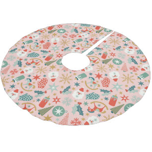 Retro Pastel Christmas Brushed Polyester Tree Skirt