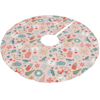 Retro Pastel Christmas  Brushed Polyester Tree Skirt