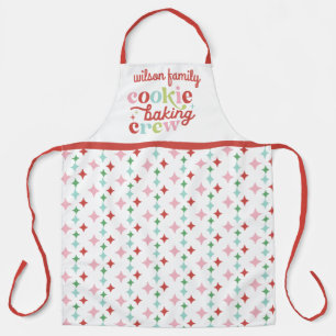 Retro Pastel Christmas Cookie Baking Crew   Family Apron