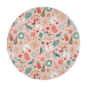 Retro Pastel Christmas Cutting Board