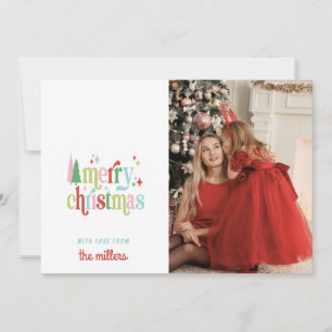 Retro Pastel Christmas Merry Christmas Holiday Card