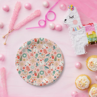 Retro Pastel Christmas  Paper Plate
