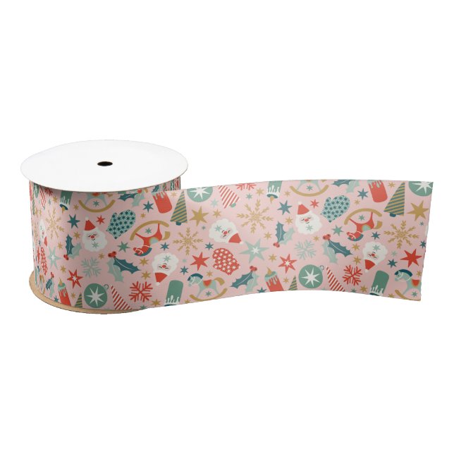 Retro Pastel Christmas  Satin Ribbon (Spool)