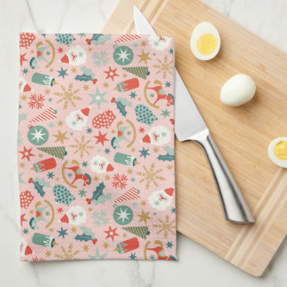 Retro Pastel Christmas  Tea Towel