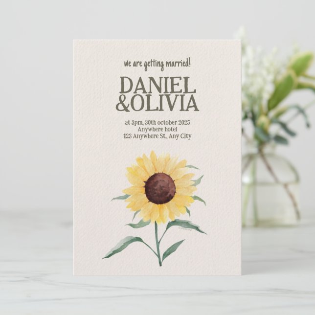 Retro Pastel Colour Daisy Wedding Invitation (Standing Front)