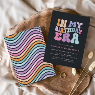 Retro pastel colourful modern birthday era invitation
