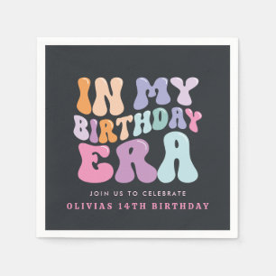 Retro pastel colourful modern birthday era napkin