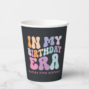 Retro pastel colourful modern birthday era paper cups