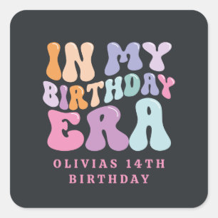 Retro pastel colourful modern birthday era square sticker