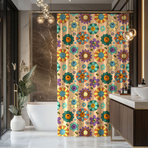 Retro Pastel Curtain Funky 70s Bathroom Style