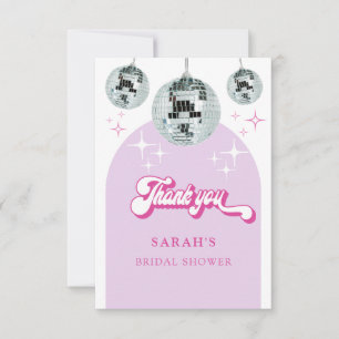 Retro Pastel Disco Groove Bridal Shower Thank You Card