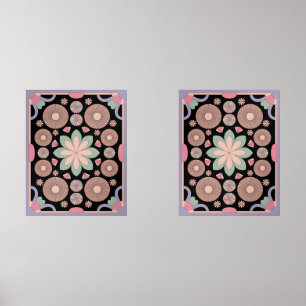 Retro Pastel Floral Mandala Symmetry