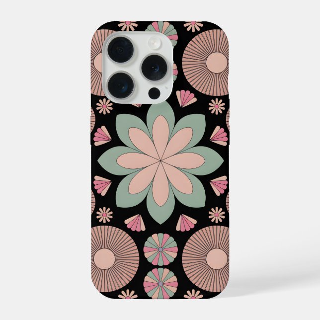 Retro Pastel Floral Mandala Symmetry iPhone Case (Back)
