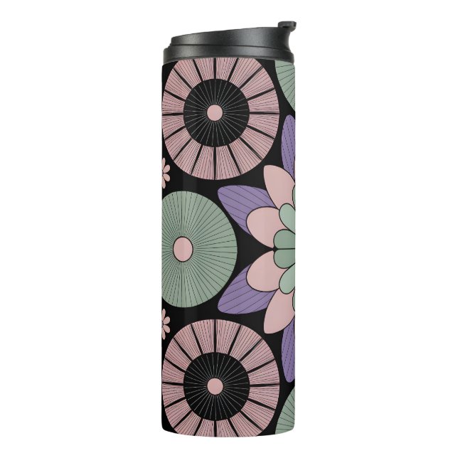 Retro Pastel Floral Mandala Symmetry Thermal Tumbler (Rotated Left)