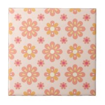 Retro Pastel Floral Mosaic Ceramic Tile