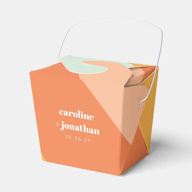 Retro Pastel Geometric Art Custom Wedding Cute  Favour Box (Front Side)