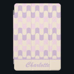 Retro Pastel Geometric Pink Purple Personalised iPad Pro Cover<br><div class="desc">This stylish iPad case features a retro mid century modern pattern in pastel pink and lilac,  personalised with your name. Great gift idea!</div>