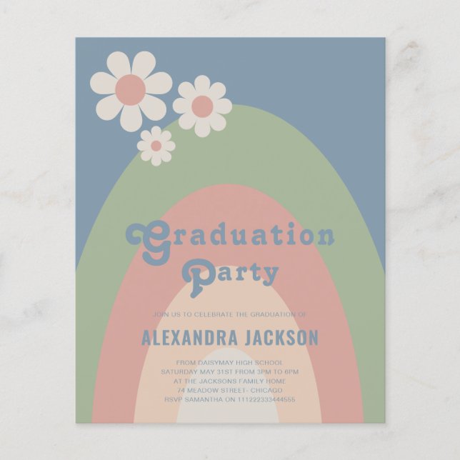 Retro Pastel Graduation Party Flyer (Front)