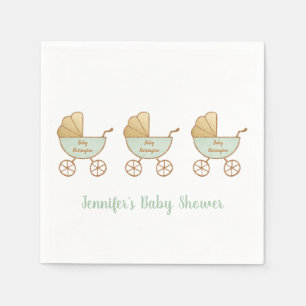 Retro Pastel Green Carriages Parade Baby Shower Napkin