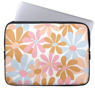 Retro Pastel Groovy Daisy Flower Pattern Laptop Sleeve