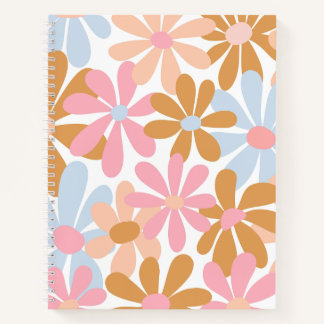 Retro Pastel Groovy Daisy Flower Pattern Notebook